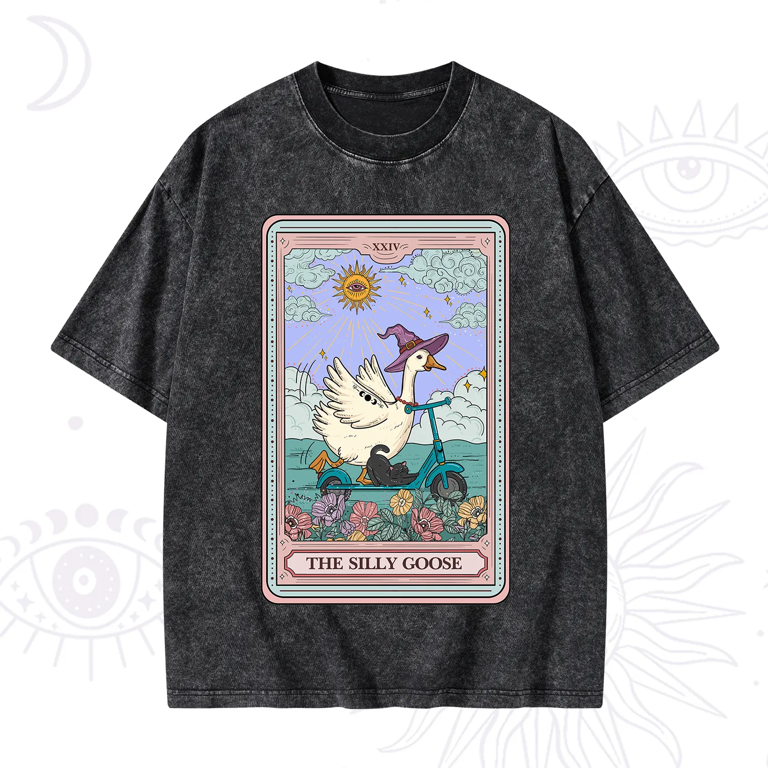 Purplehecate The Silly Goose Tarot Card Washed T-Shirt