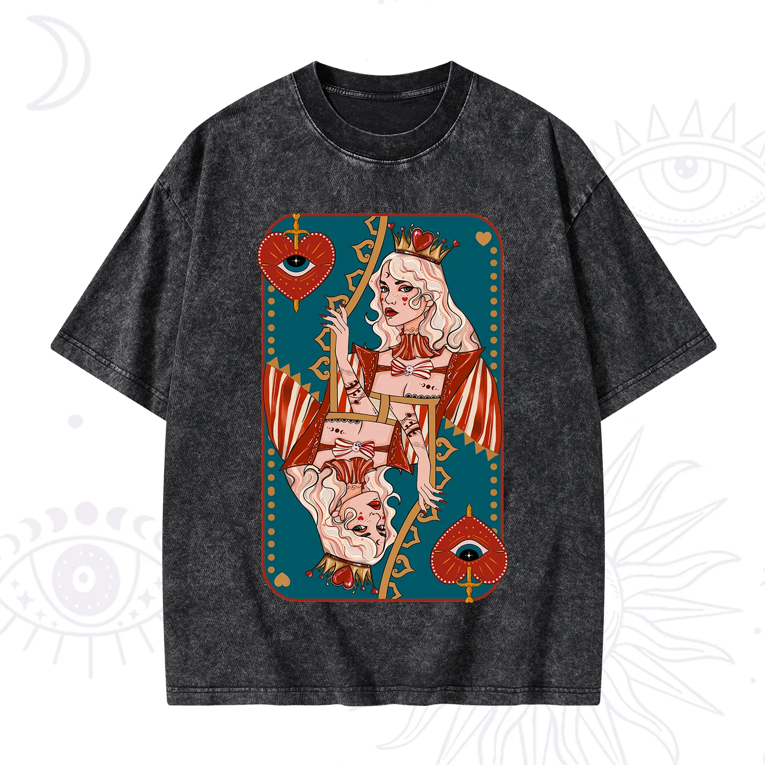 Purplehecate Mystic Queen of Hearts Washed T-Shirt