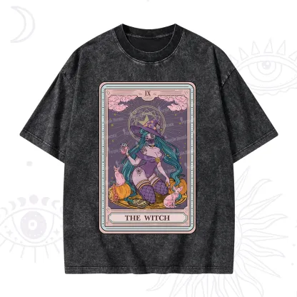 Purplehecate The Witch Tarot Halloween Washed T-Shirt