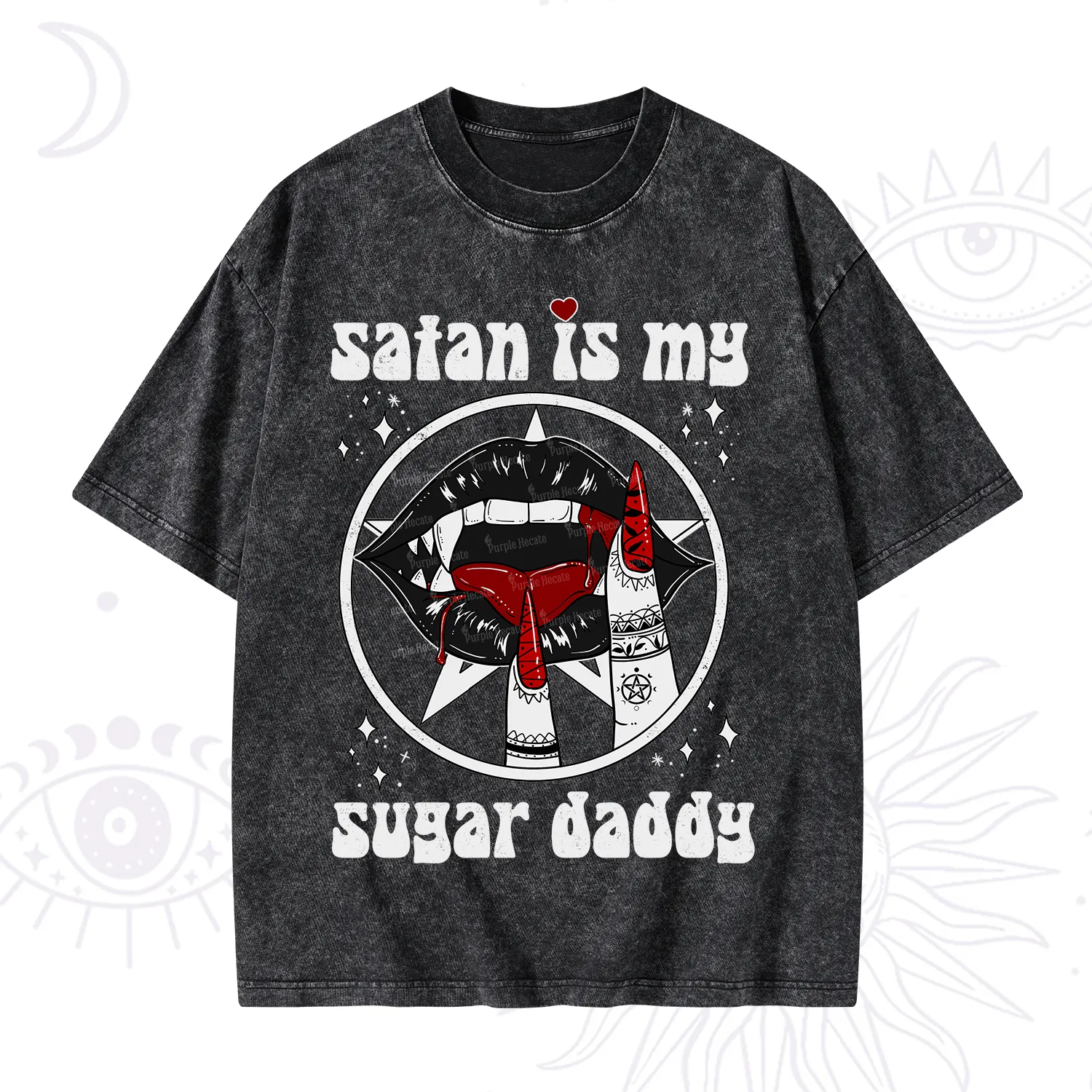 Purplehecate Satan Is My Sugar Daddy Washed T-Shirt