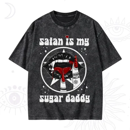Purplehecate Satan Is My Sugar Daddy Washed T-Shirt