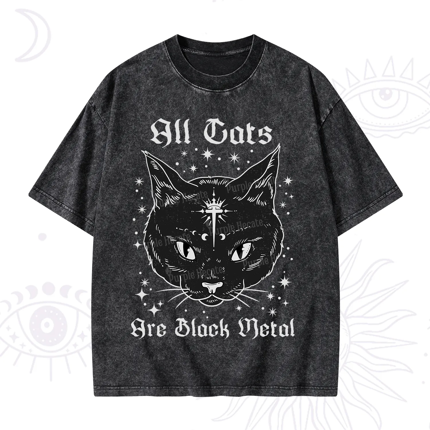 Purplehecate All Cats Are Black Metal Washed T-Shirt