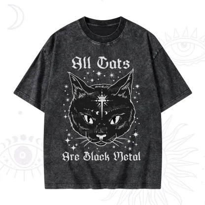 Purplehecate All Cats Are Black Metal Washed T-Shirt