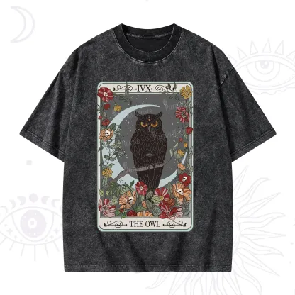 Purplehecate The Owl Tarot Washed T-Shirt