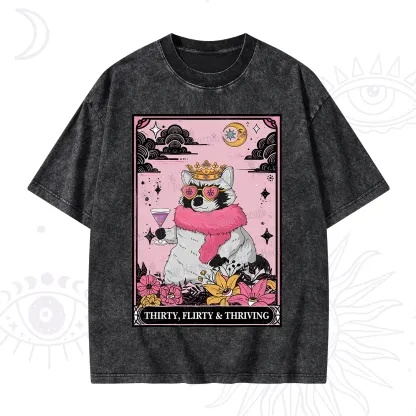 Purplehecate The Thirty Flirty Thriving Oracle Card Washed T-Shirt