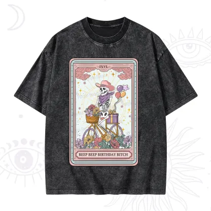 Purplehecate The Beep Beep Birthday Bitch Tarot Washed T-Shirt