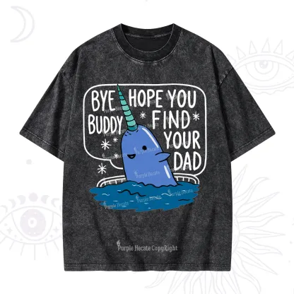 Purplehecate Good Luck Buddy Whale Christmas Washed T-Shirt