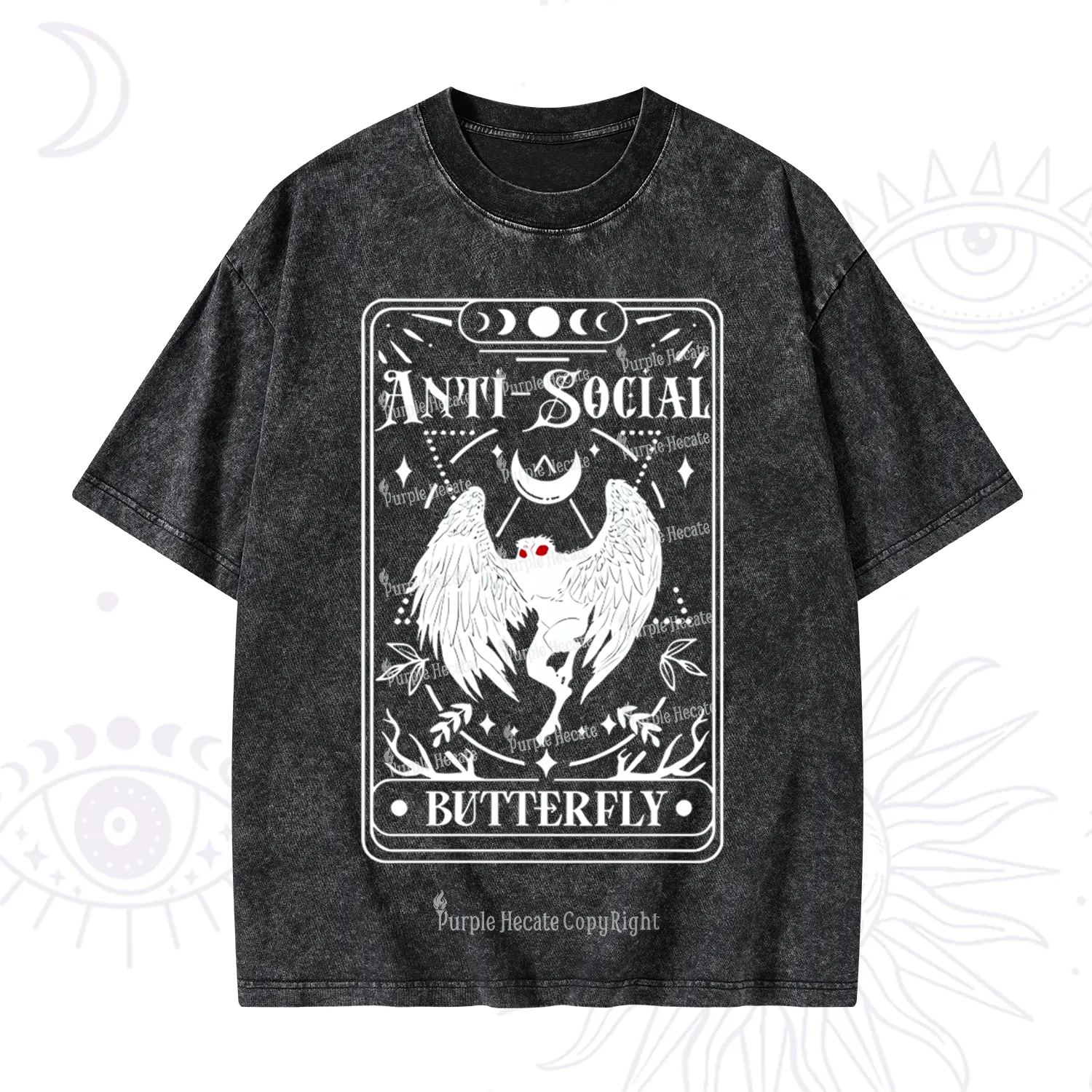 Purplehecate The Antisocial Butterfly Oracle Card Washed T-Shirt