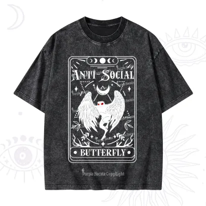 Purplehecate The Antisocial Butterfly Oracle Card Washed T-Shirt