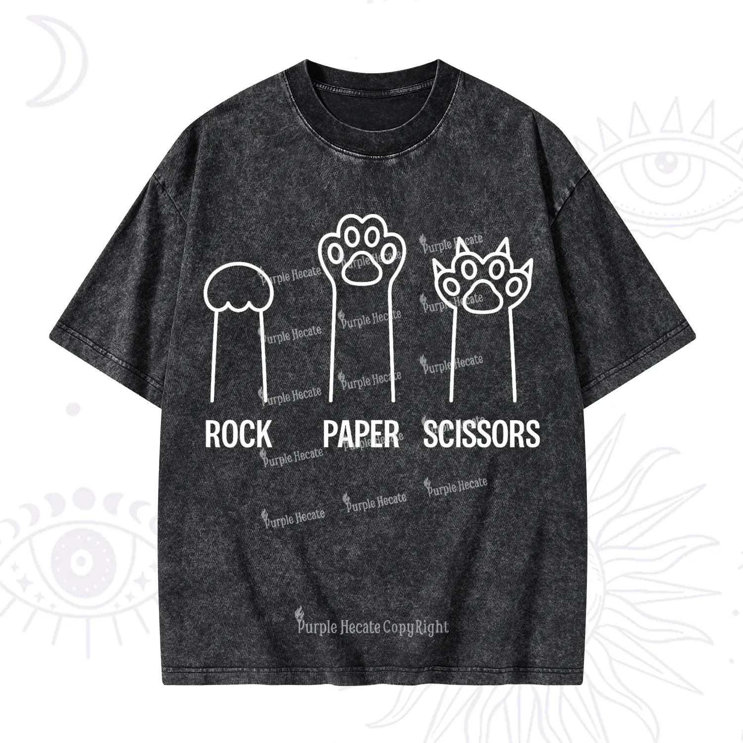 Purplehecate Rock Paper Scissors Cat Paw Edition Washed T-Shirt