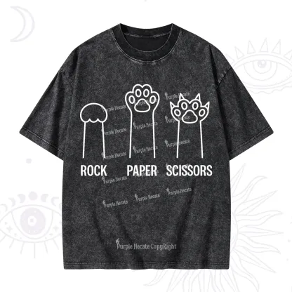 Purplehecate Rock Paper Scissors Cat Paw Edition Washed T-Shirt