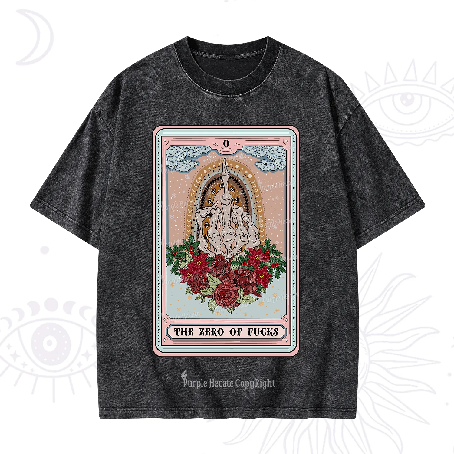 Purplehecate The Zero Of Fucks Tarot Christmas Washed T-Shirt