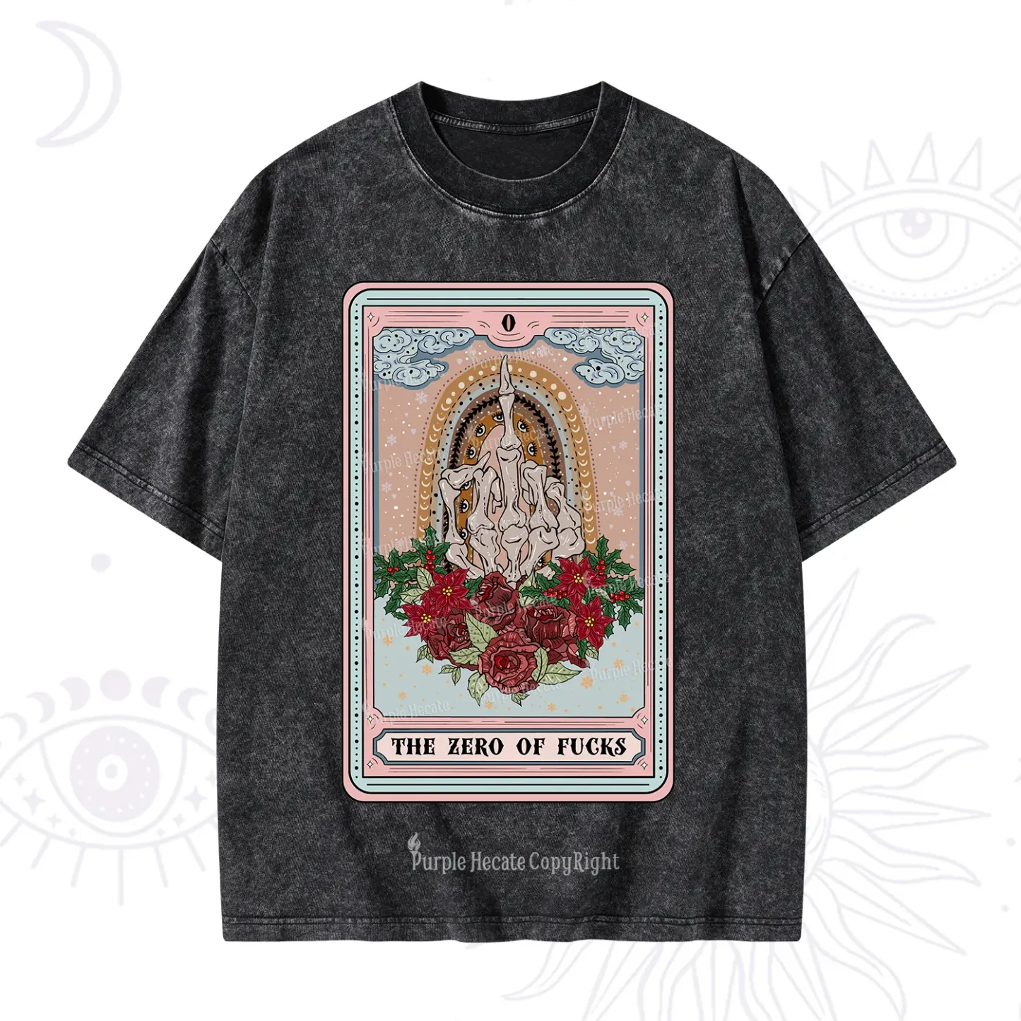 Purplehecate The Zero Of Fucks Tarot Christmas Washed T-Shirt