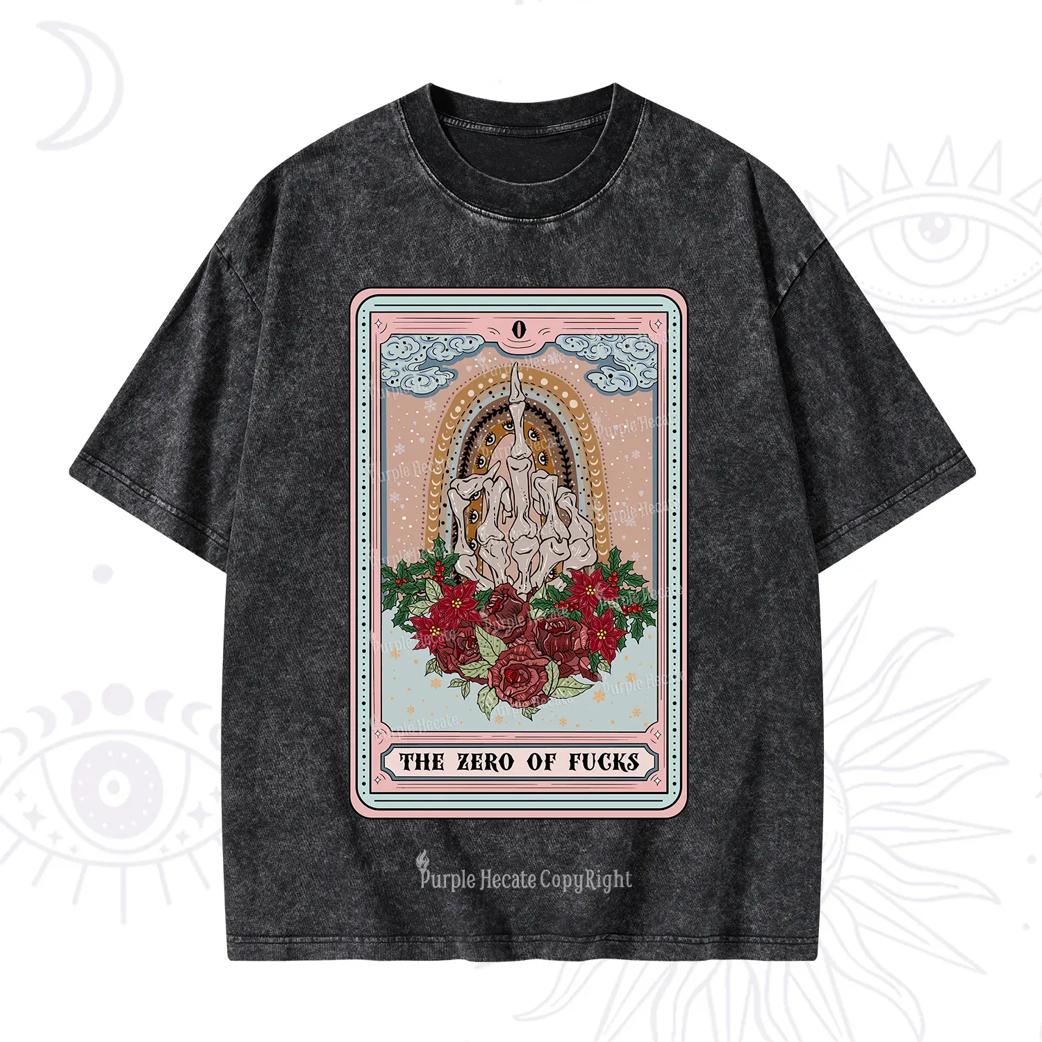 Purplehecate The Zero Of Fucks Tarot Christmas Washed T-Shirt