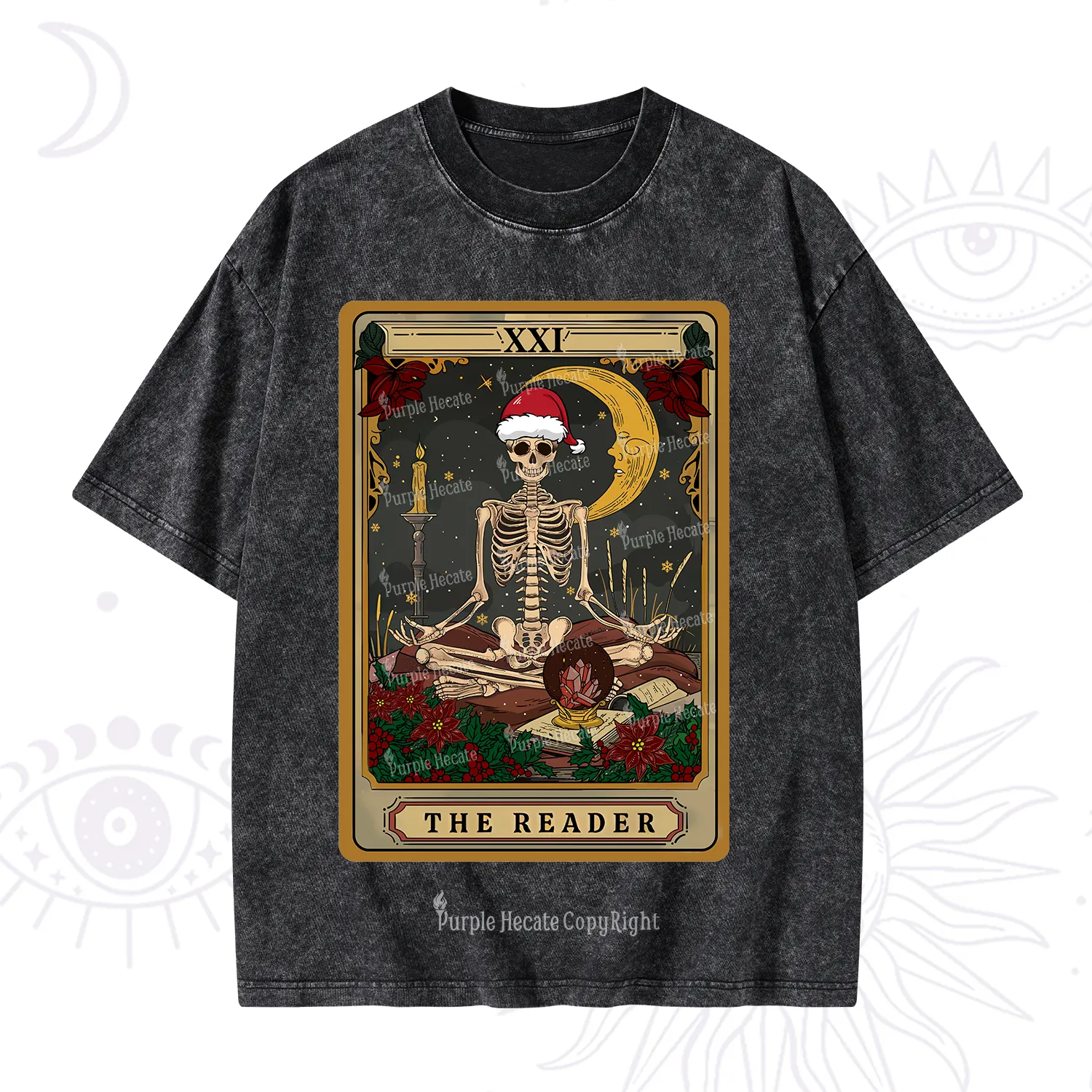 Purplehecate The Reader Tarot Christmas Washed T-Shirt