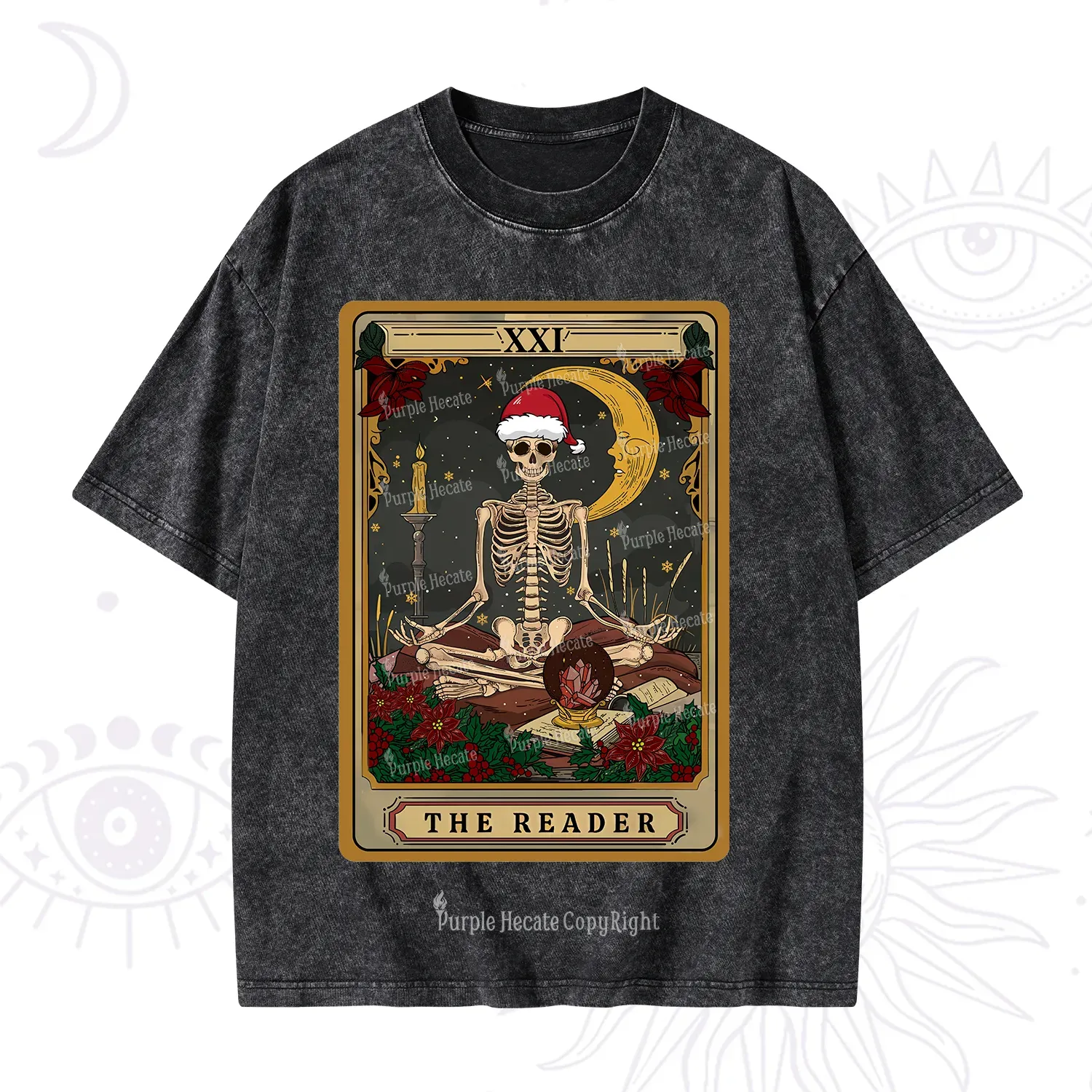 Purplehecate The Reader Tarot Christmas Washed T-Shirt