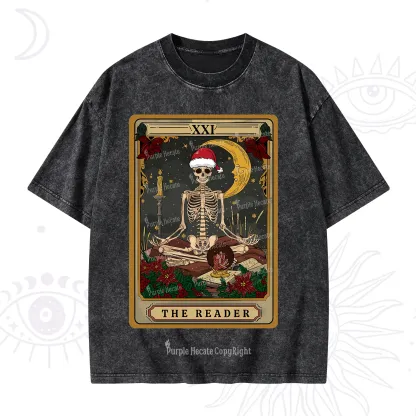 Purplehecate The Reader Tarot Christmas Washed T-Shirt