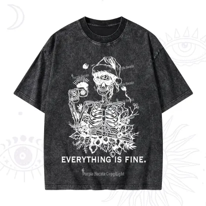 Purplehecate Everything Is Fine Christmas Washed T-Shirt