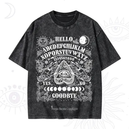Purplehecate Hello Goodbye Witch Ouija Board Christmas Washed T-Shirt