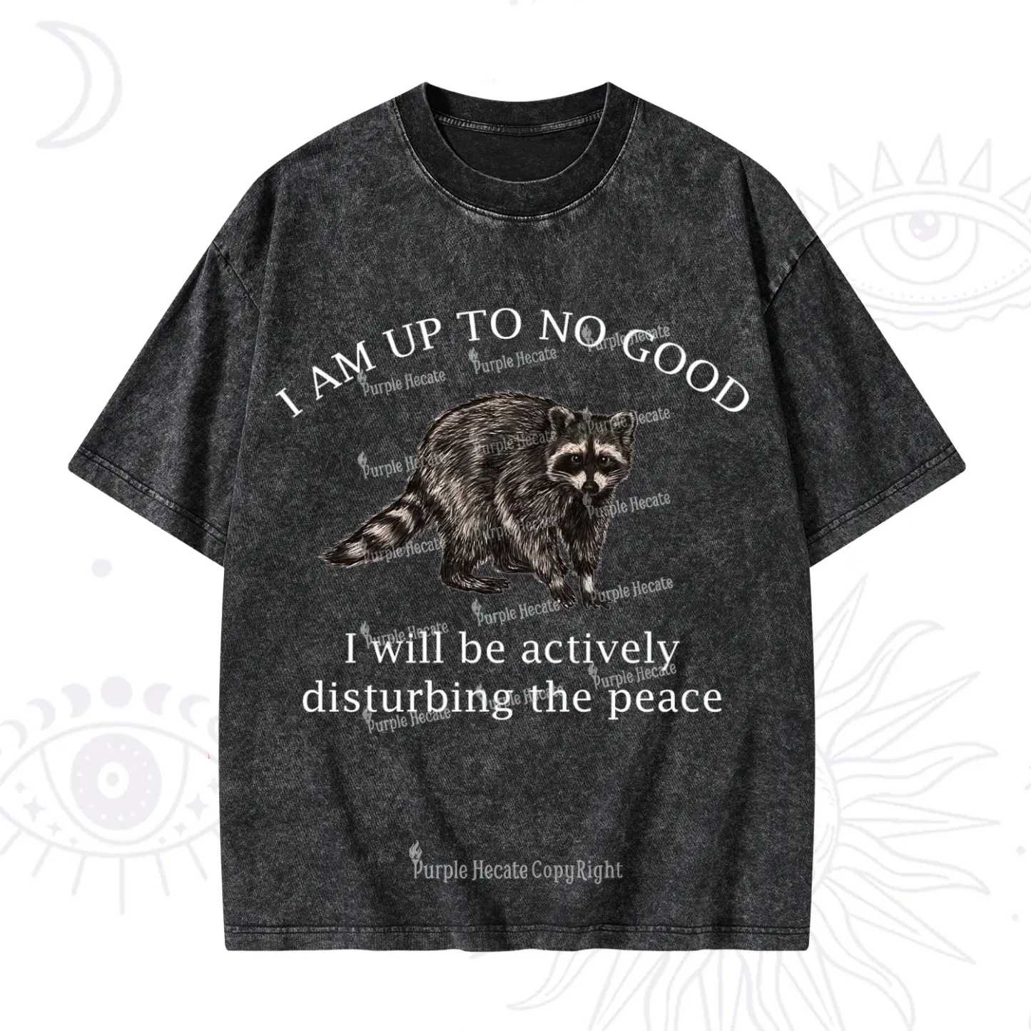 Purplehecate Trash Raccoon Backyard Wildlife Washed T-Shirt
