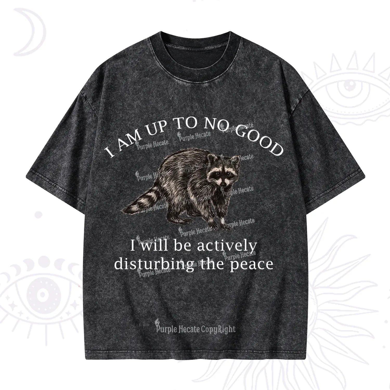 Purplehecate Trash Raccoon Backyard Wildlife Washed T-Shirt