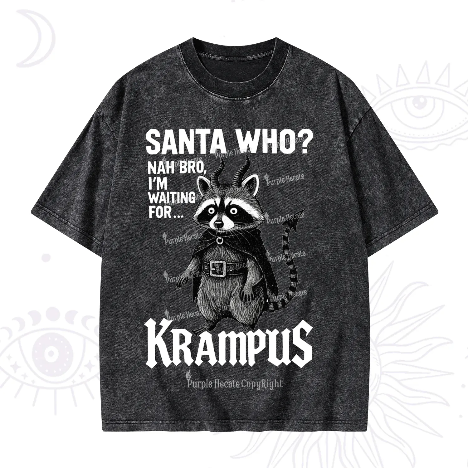 Purplehecate Santa Who? Nah Bro I'm Waiting for Krampus Christmas Washed T-Shirt
