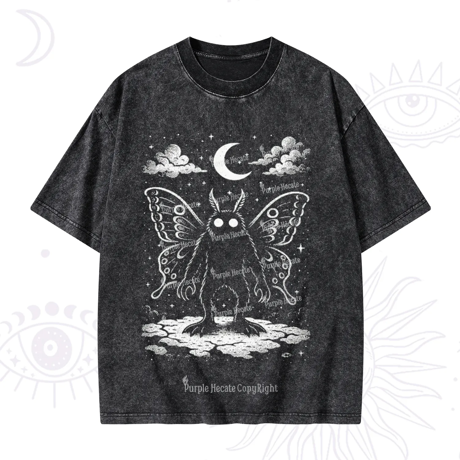 Purplehecate Celestial Cryptid Mothman Washed T-Shirt