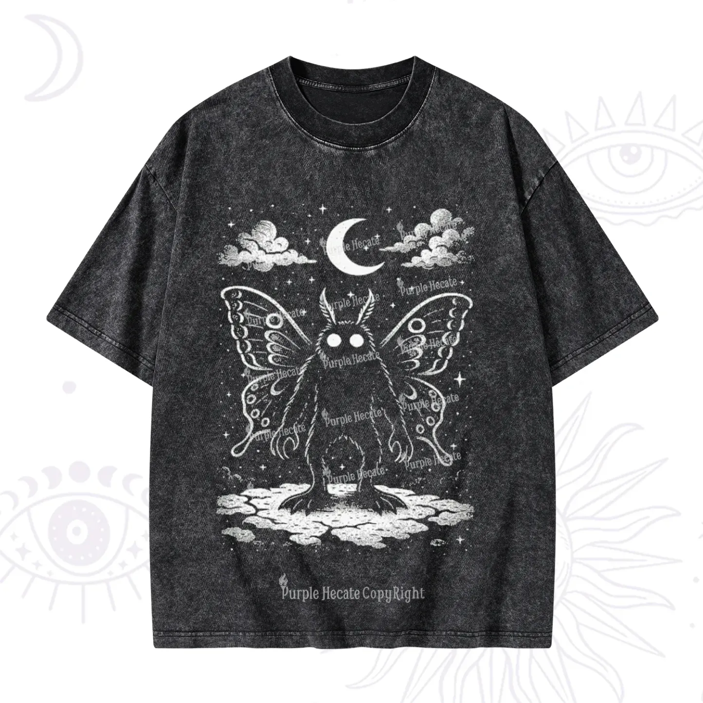 Purplehecate Celestial Cryptid Mothman Washed T-Shirt