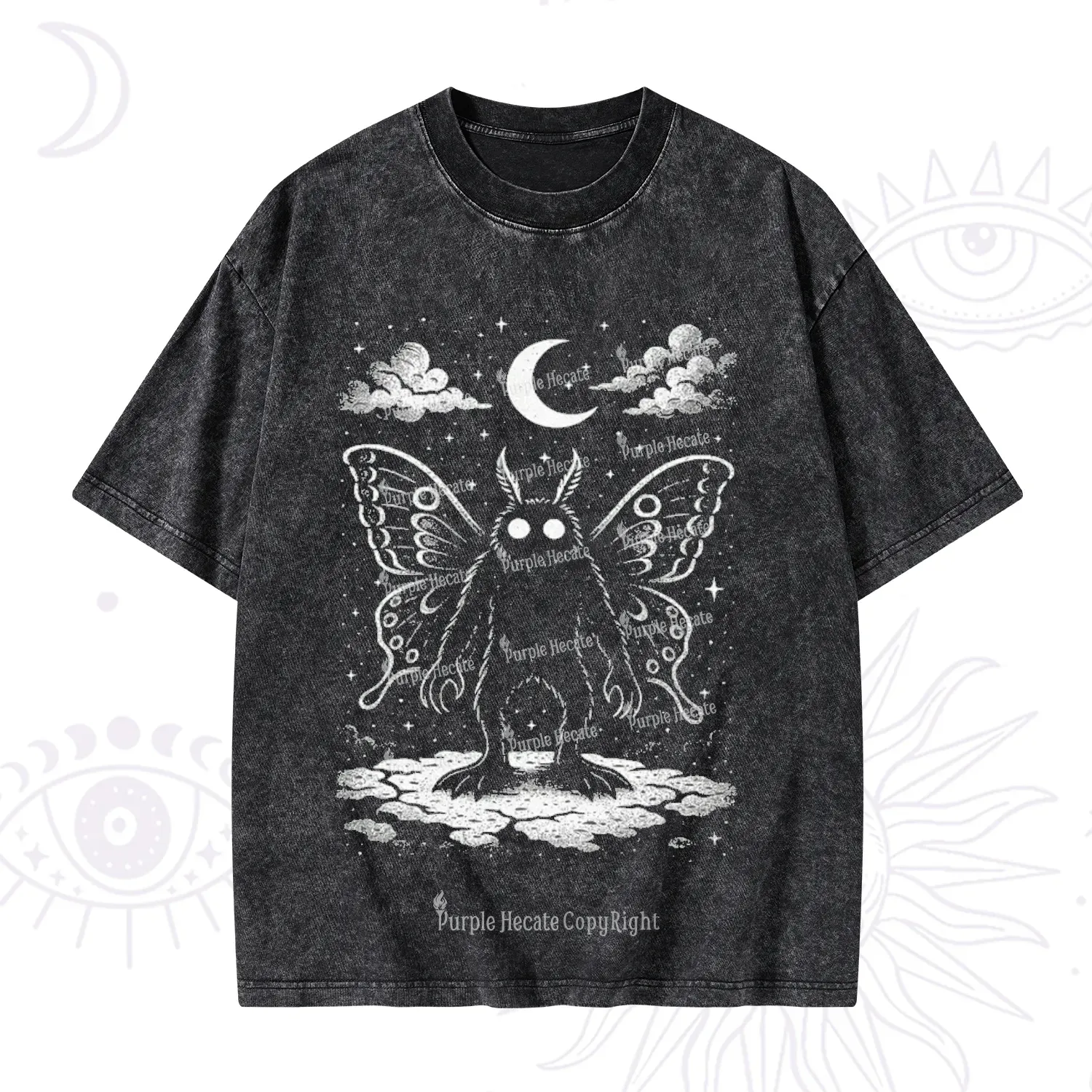 Purplehecate Celestial Cryptid Mothman Washed T-Shirt