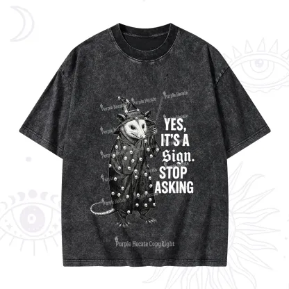 Purplehecate Yes It's a Sign Stop Asking Washed T-Shirt