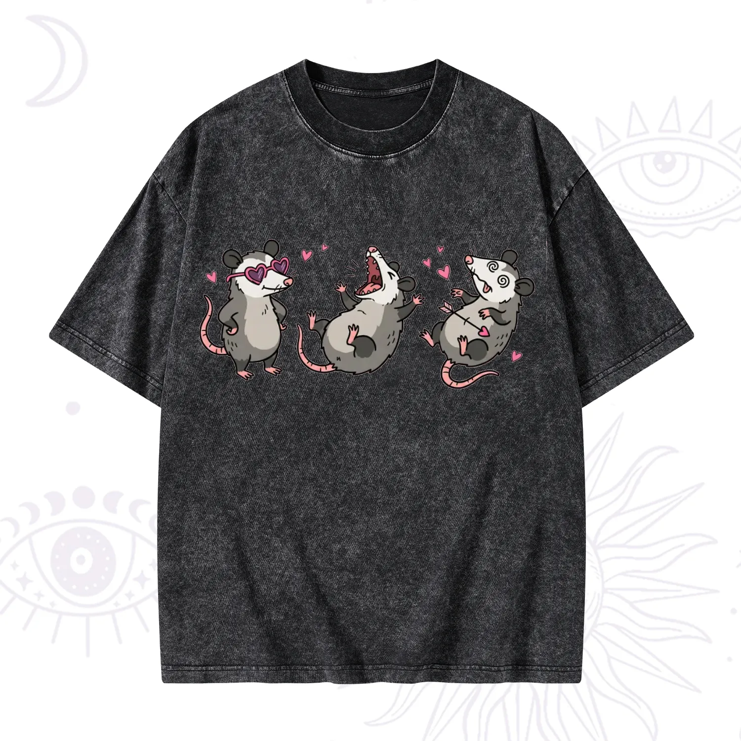 Purplehecate Funny Opossum Valentine Washed T-Shirt