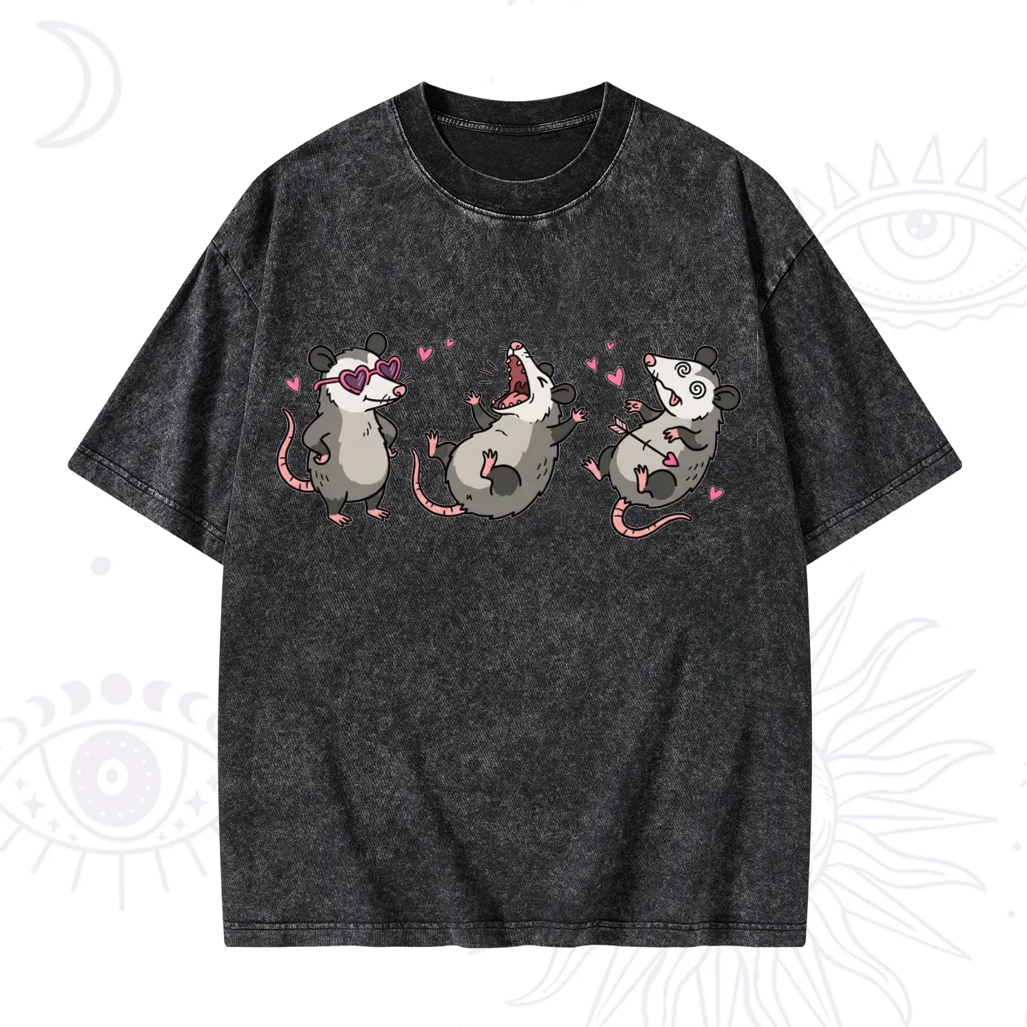 Purplehecate Funny Opossum Valentine Washed T-Shirt
