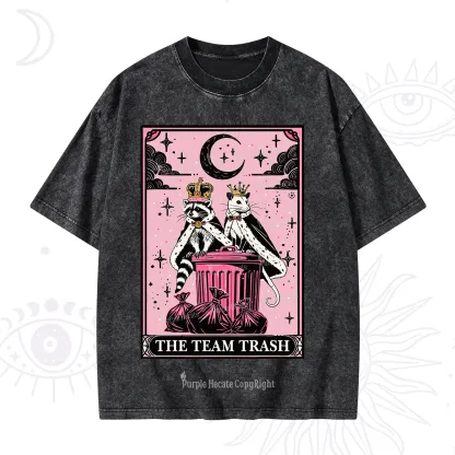 Purplehecate The Trash Kingdom's Tarot Opossum and Raccoon Washed T-Shirt
