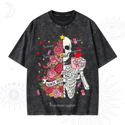 Purplehecate Sorta Rosy Sorta Scary Valentine Washed T-Shirt