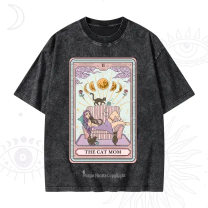 Purplehecate The Cat Mom Tarot Washed T-Shirt