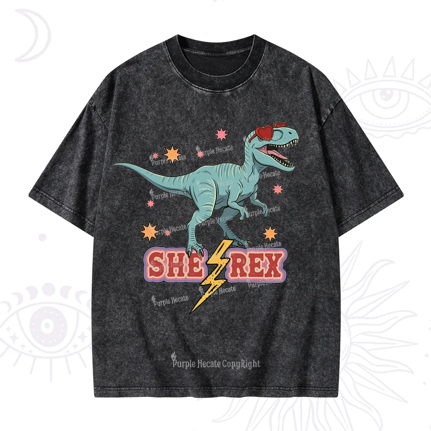 Purplehecate She Rex Dinosaur Washed T-Shirt