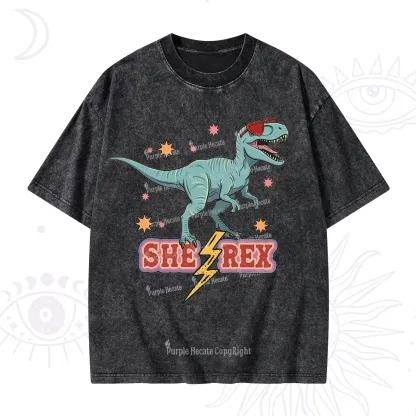 Purplehecate She Rex Dinosaur Washed T-Shirt