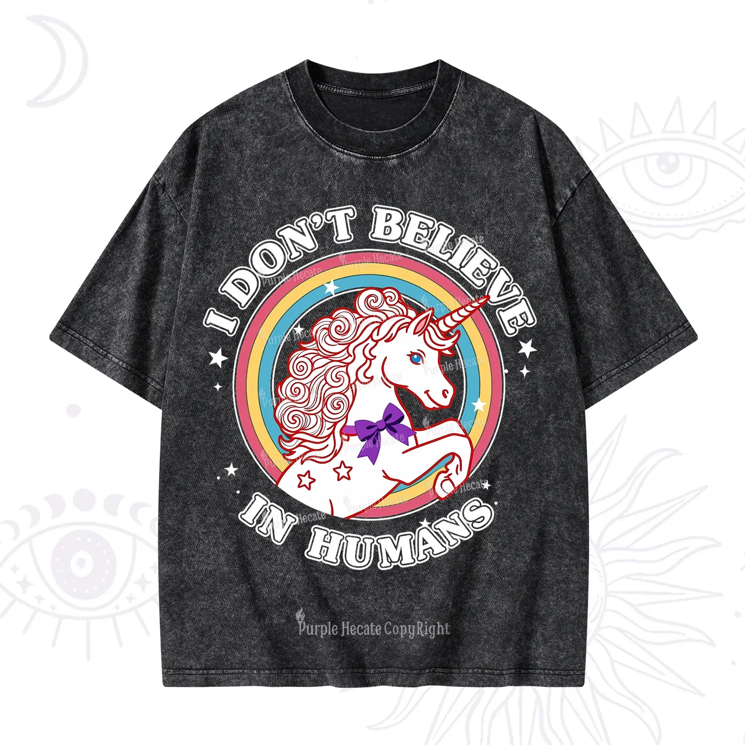 Purplehecate I Don't Believe In Humans Washed T-Shirt