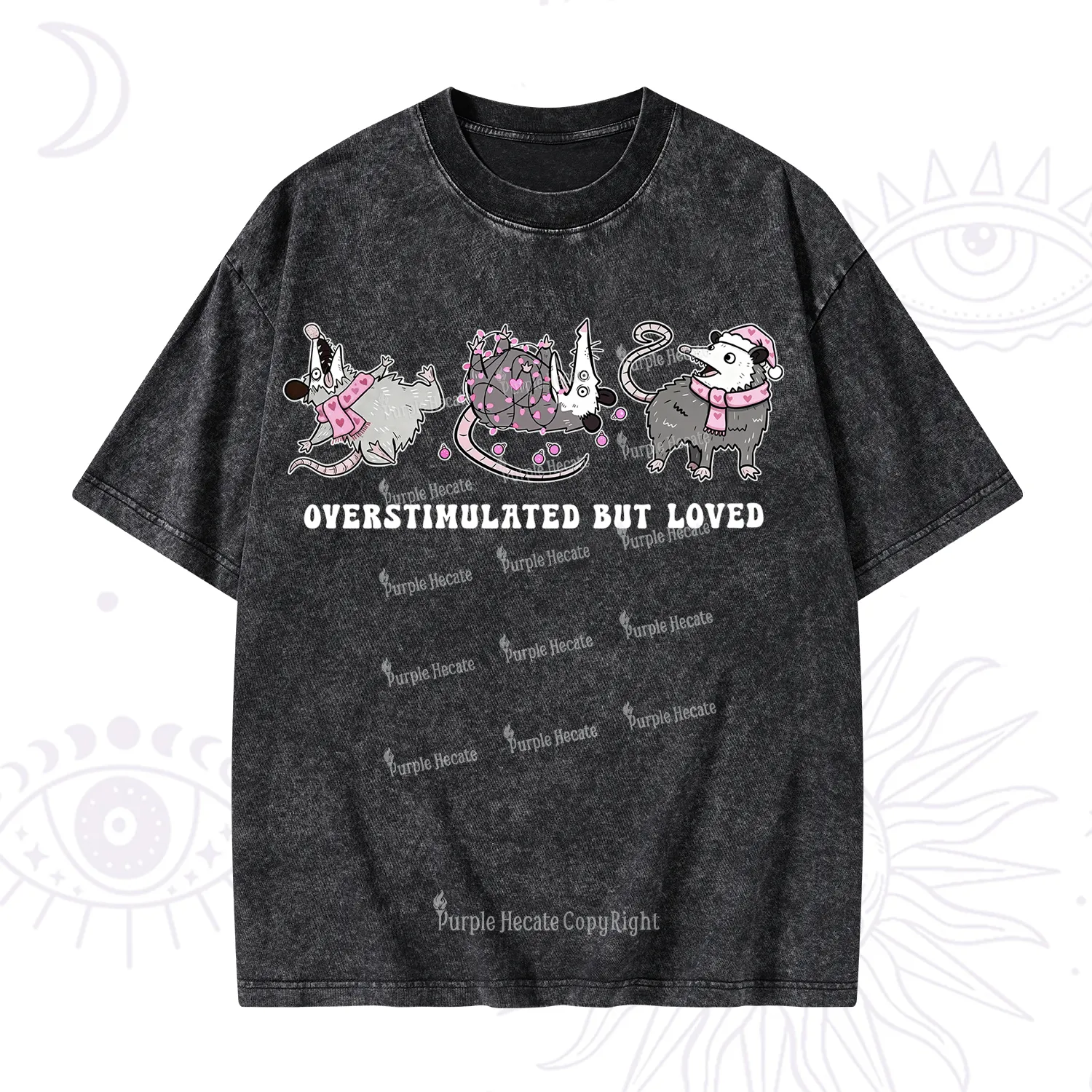 Purplehecate Overstimulated But Loved Valentine Washed T-Shirt