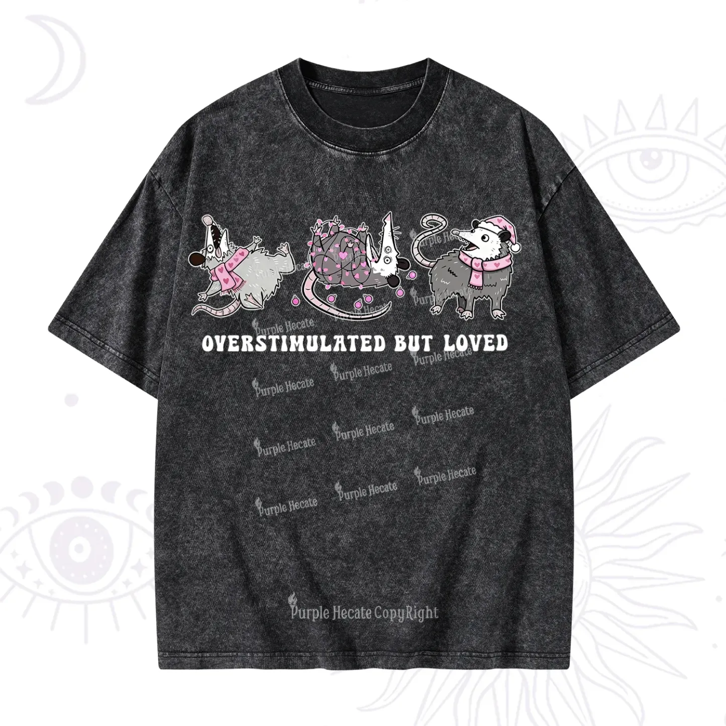 Purplehecate Overstimulated But Loved Valentine Washed T-Shirt