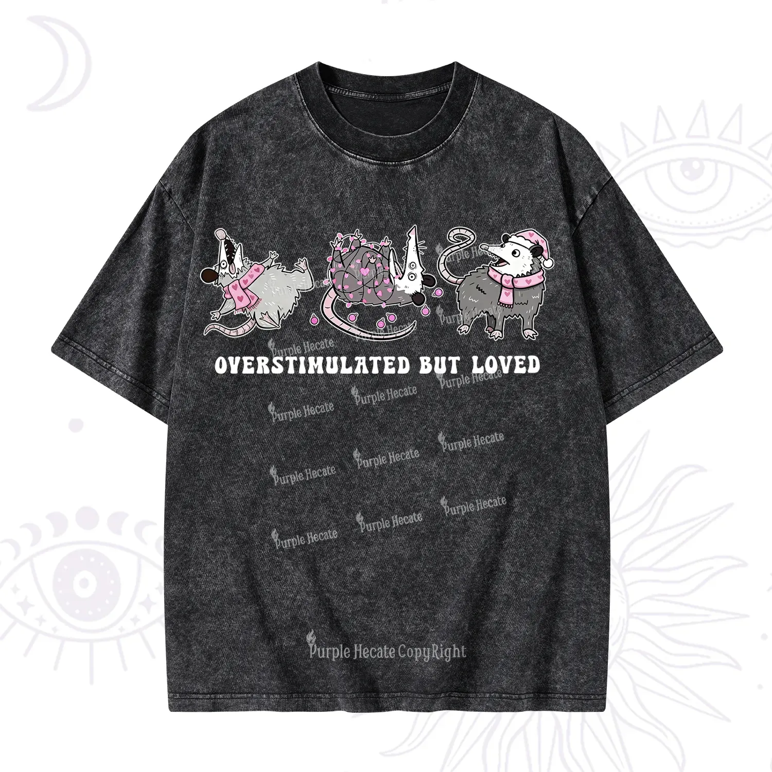 Purplehecate Overstimulated But Loved Valentine Washed T-Shirt