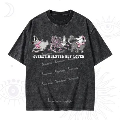 Purplehecate Overstimulated But Loved Valentine Washed T-Shirt