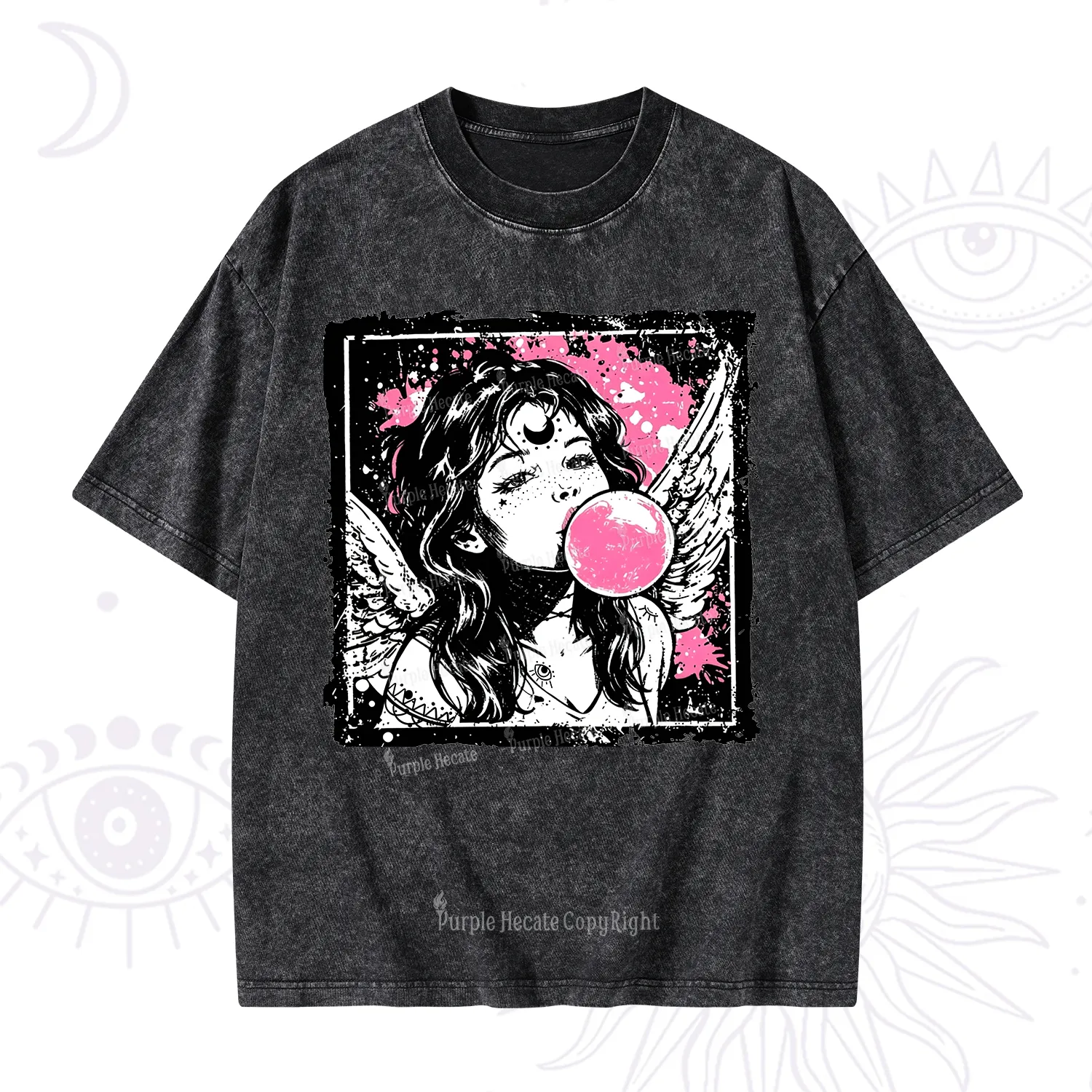 Purplehecate Grunge Angel with Bubblegum Washed T-Shirt