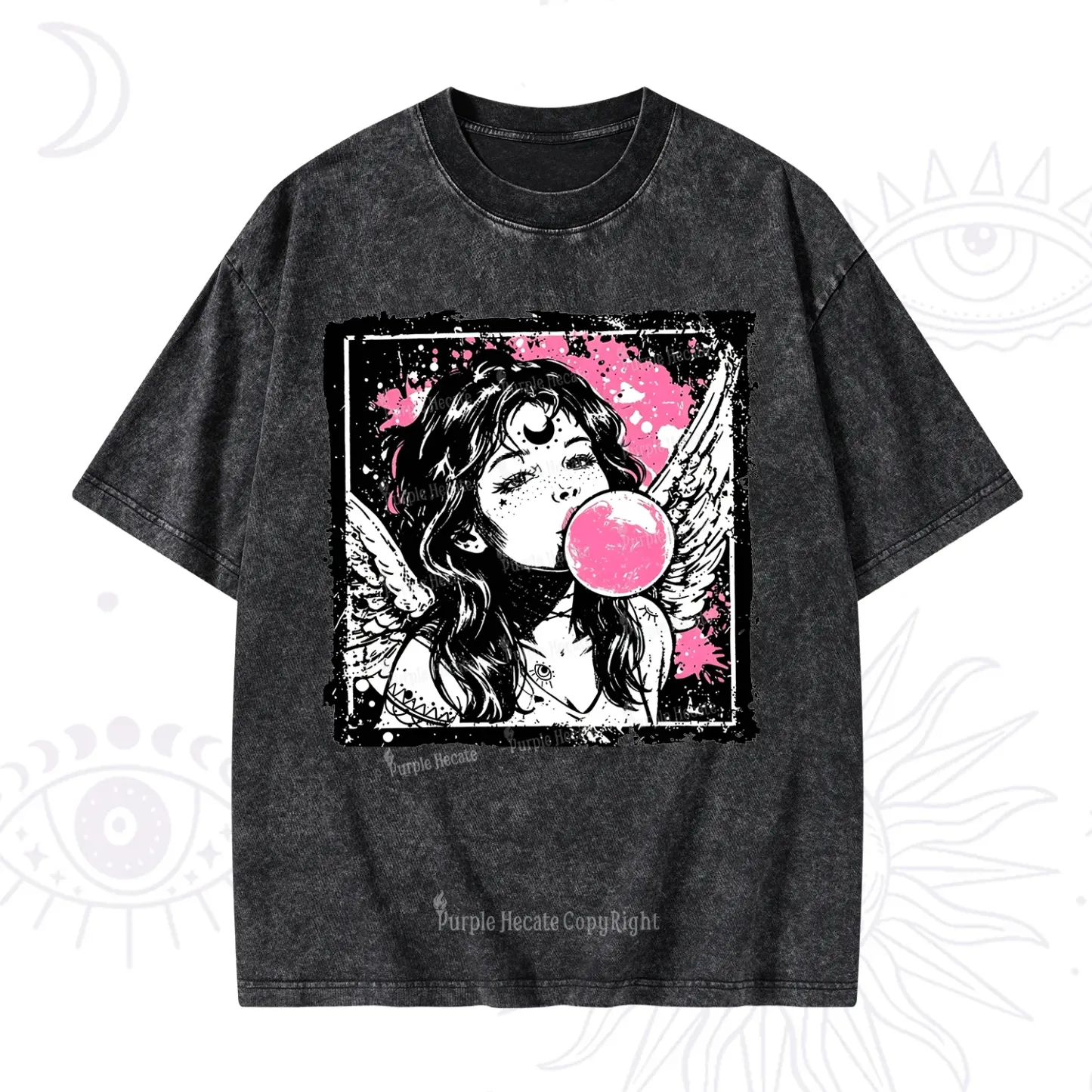 Purplehecate Grunge Angel with Bubblegum Washed T-Shirt