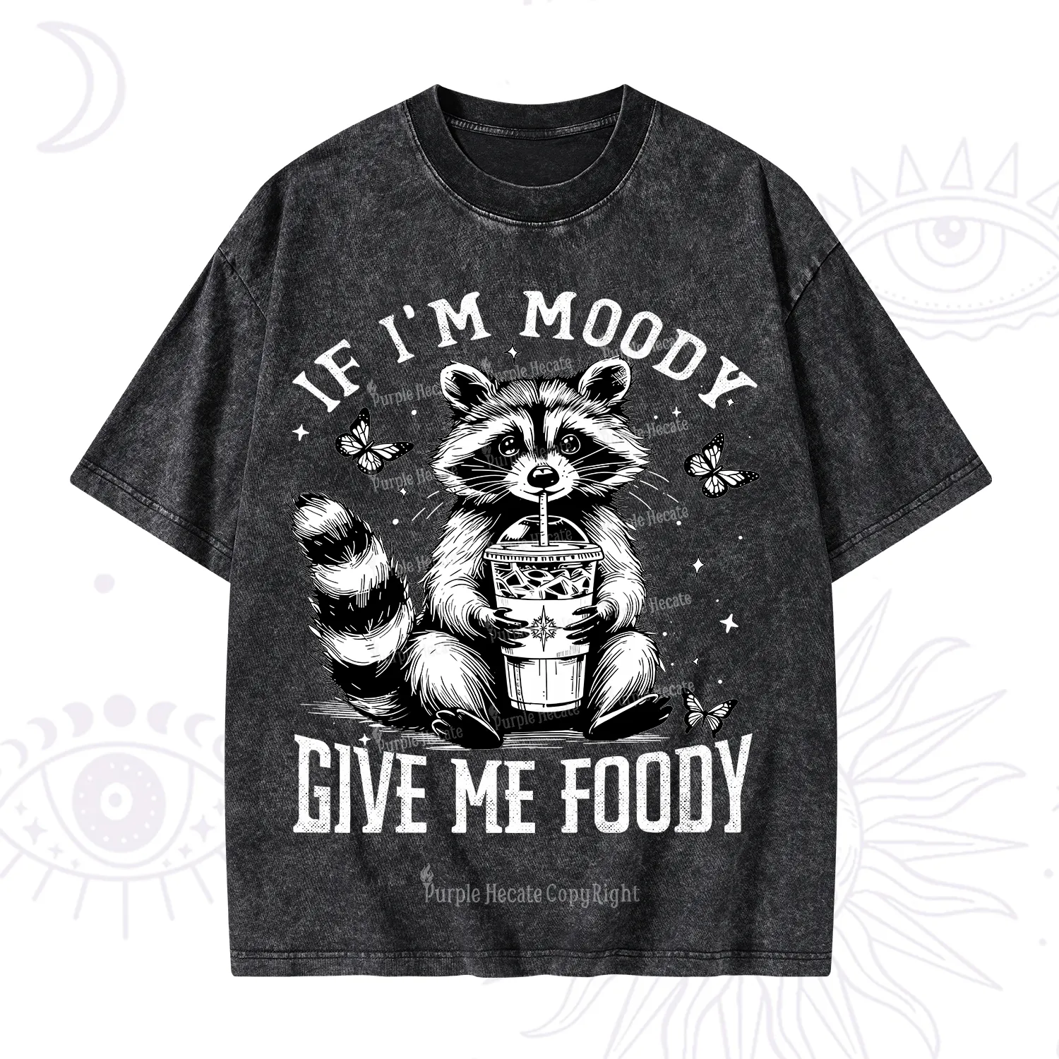Purplehecate If I'm Moody Give Me Foody Washed T-Shirt