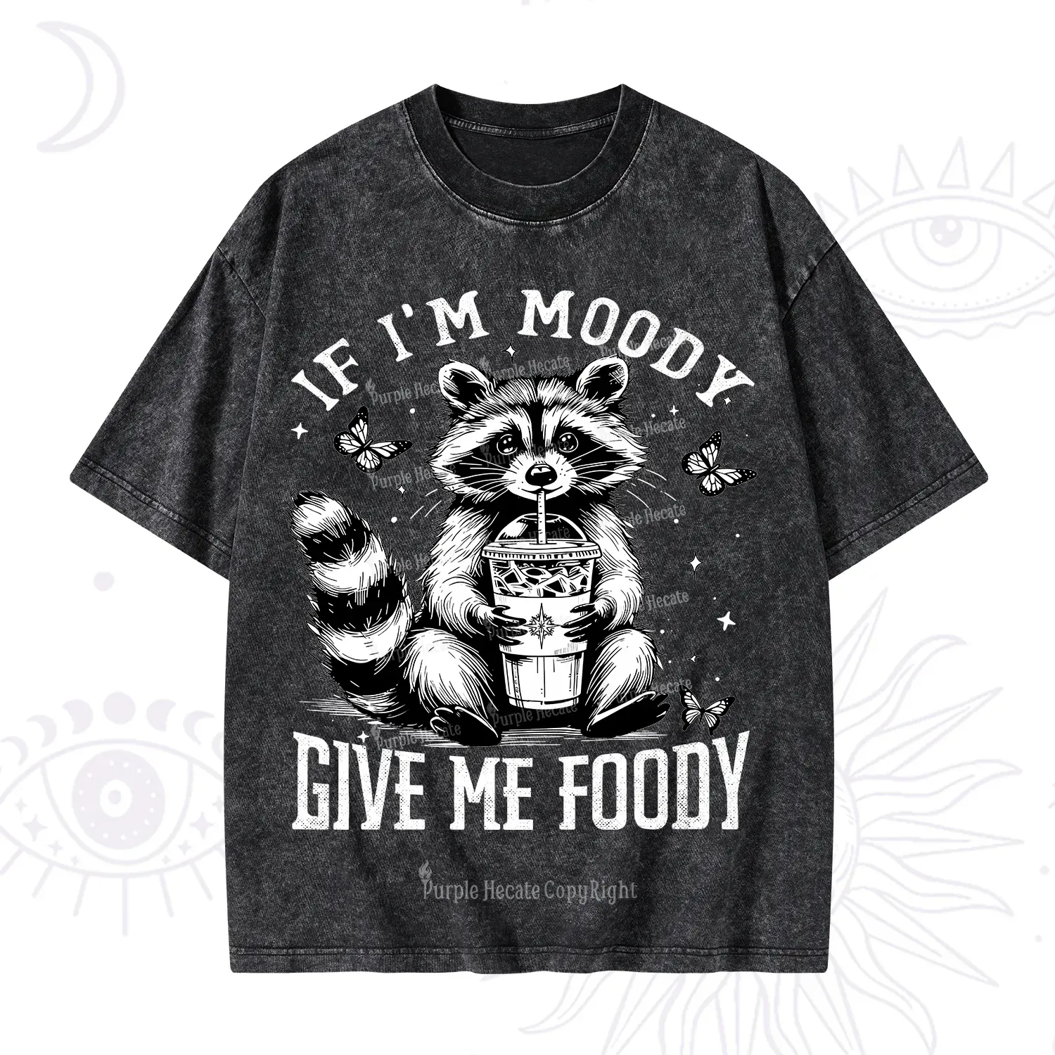 Purplehecate If I'm Moody Give Me Foody Washed T-Shirt