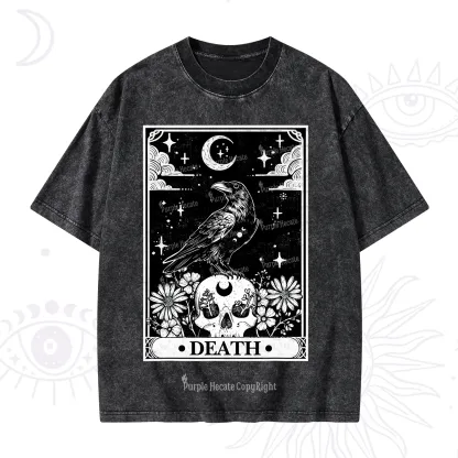 Purplehecate The Crow Death Tarot Washed T-Shirt