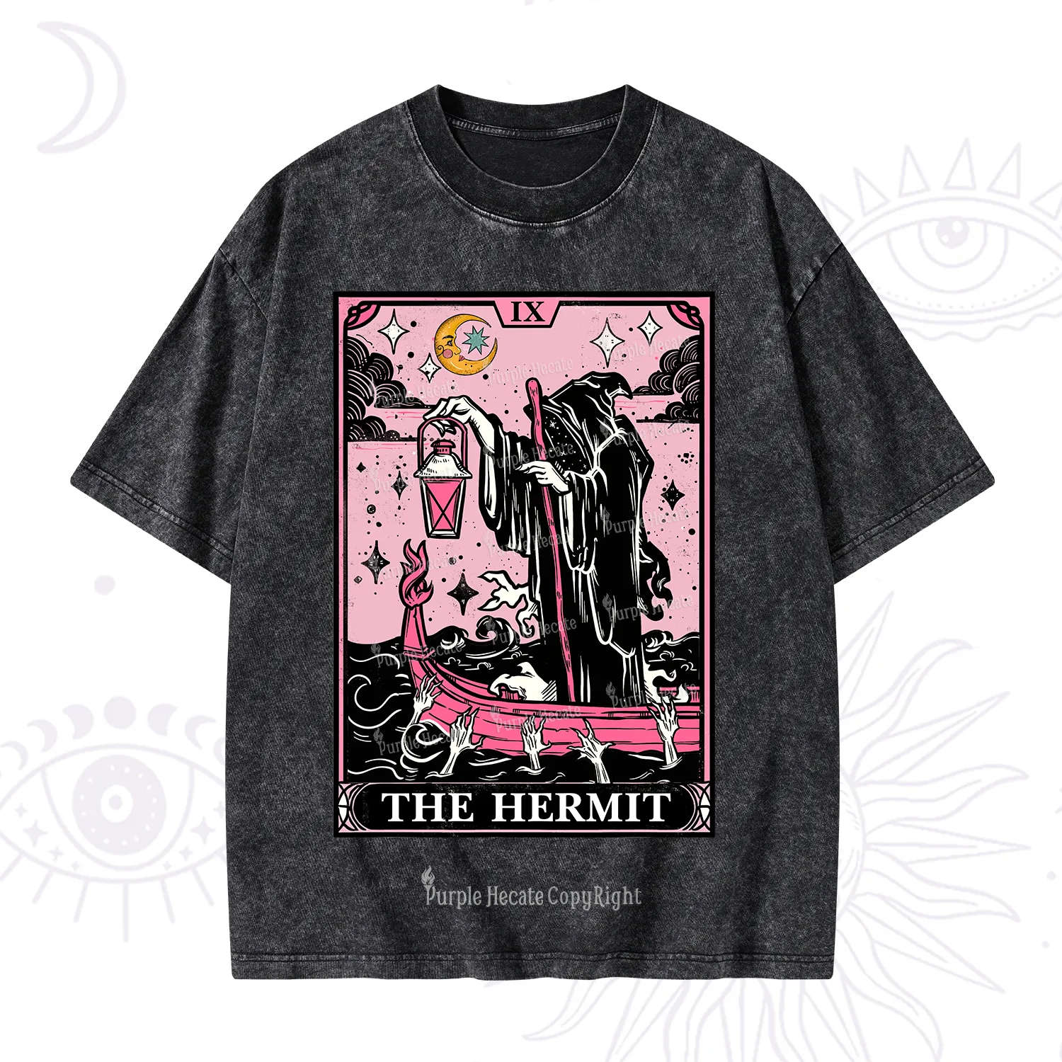 Purplehecate The Hermit Tarot Card Washed T-Shirt