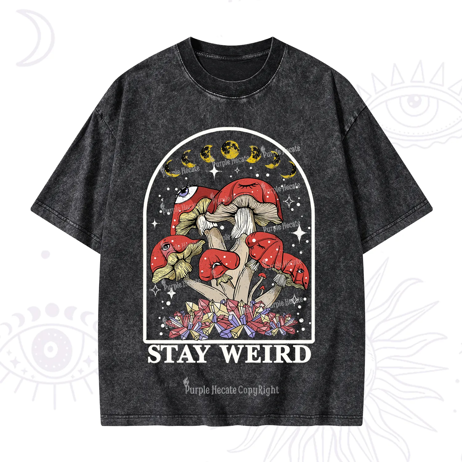 Purplehecate Stay Weird Mushroom Washed T-Shirt