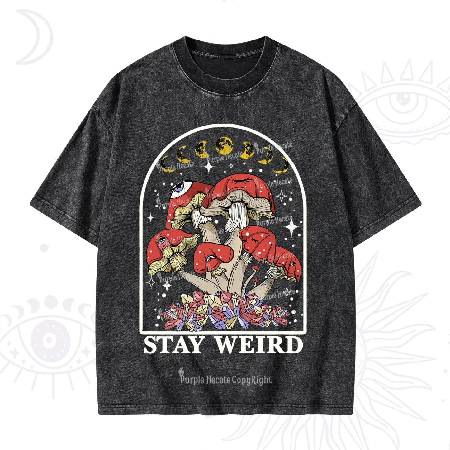 Purplehecate Stay Weird Mushroom Washed T-Shirt